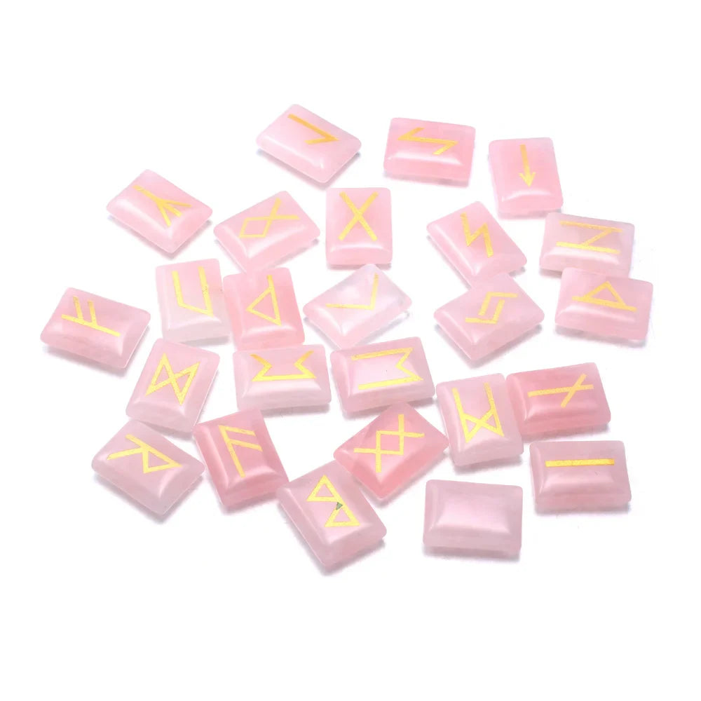 Set of rectangular crystal rune tiles engraved with runic symbols on a dark surface — view 11 of 12