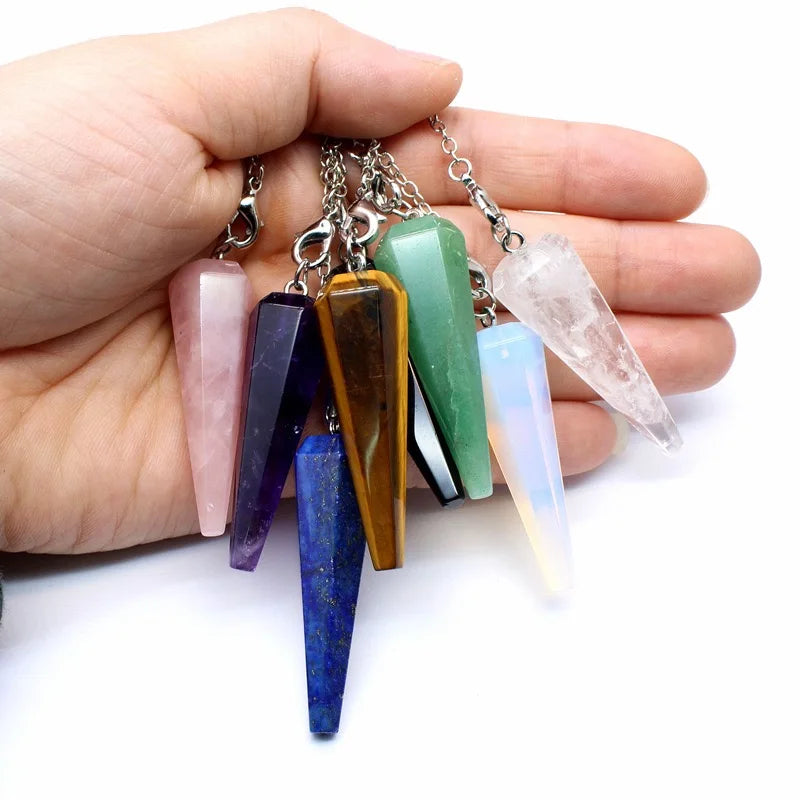 Triple Moon Pentacle Chakra Pendulum — 7-Chakra Dowsing Pendulum