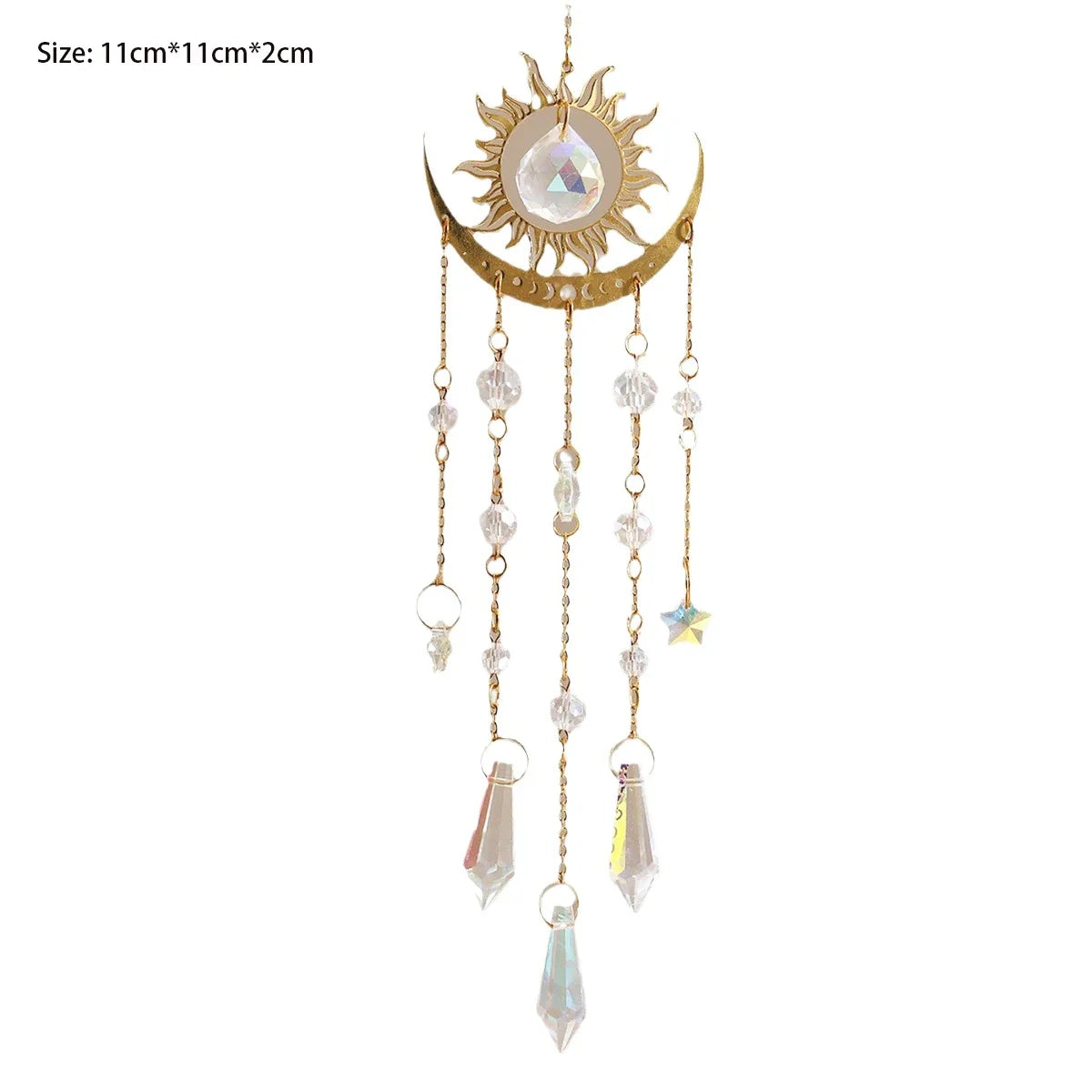Moon Phase Crystal Suncatcher — Hanging Rainbow Maker for Window & Altar