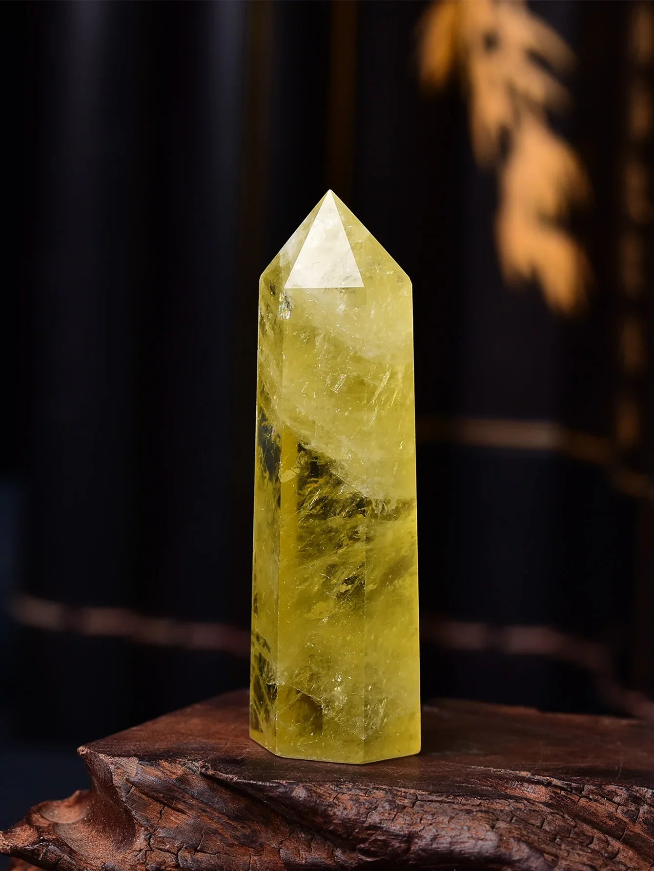 Polished natural citrine obelisk tower cut to a single crystal point — view 3 of 7