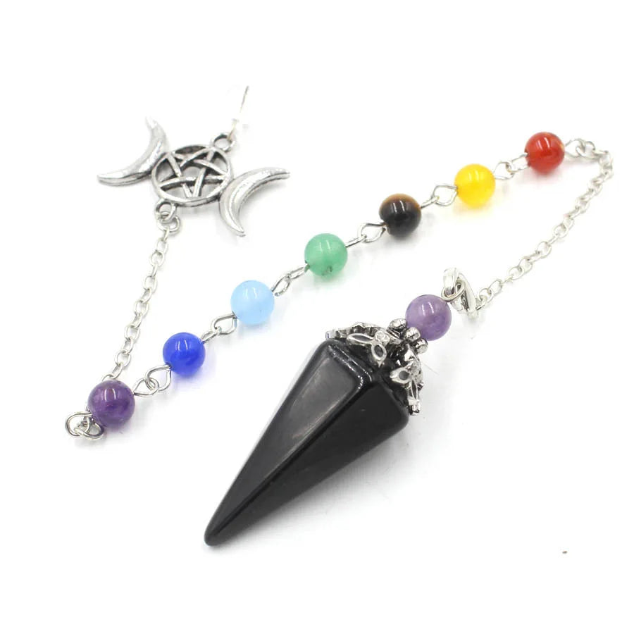 Triple Moon Pentacle Chakra Pendulum — 7-Chakra Dowsing Pendulum