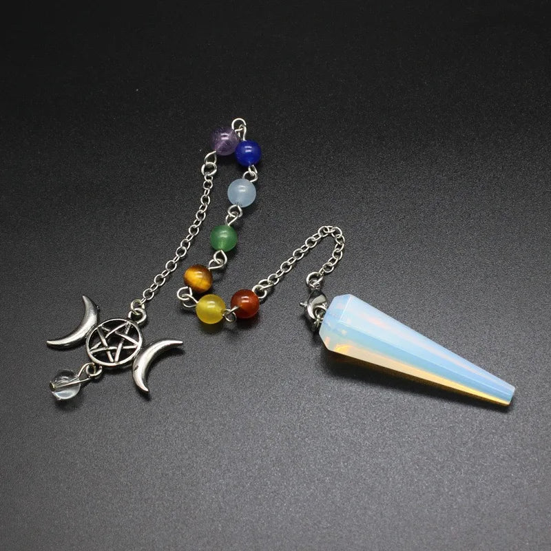 Triple Moon Pentacle Chakra Pendulum — 7-Chakra Dowsing Pendulum