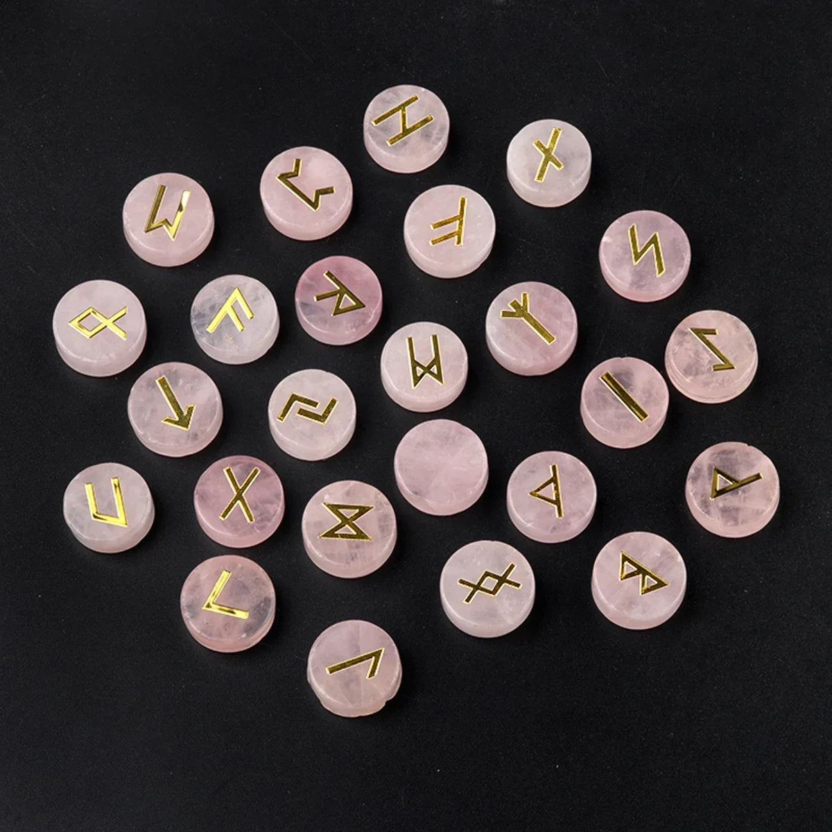 Round Crystal Runes — 25-Stone Divination Set with Casting Guide