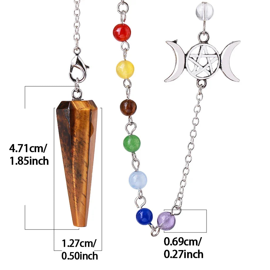 Triple Moon Pentacle Chakra Pendulum — 7-Chakra Dowsing Pendulum