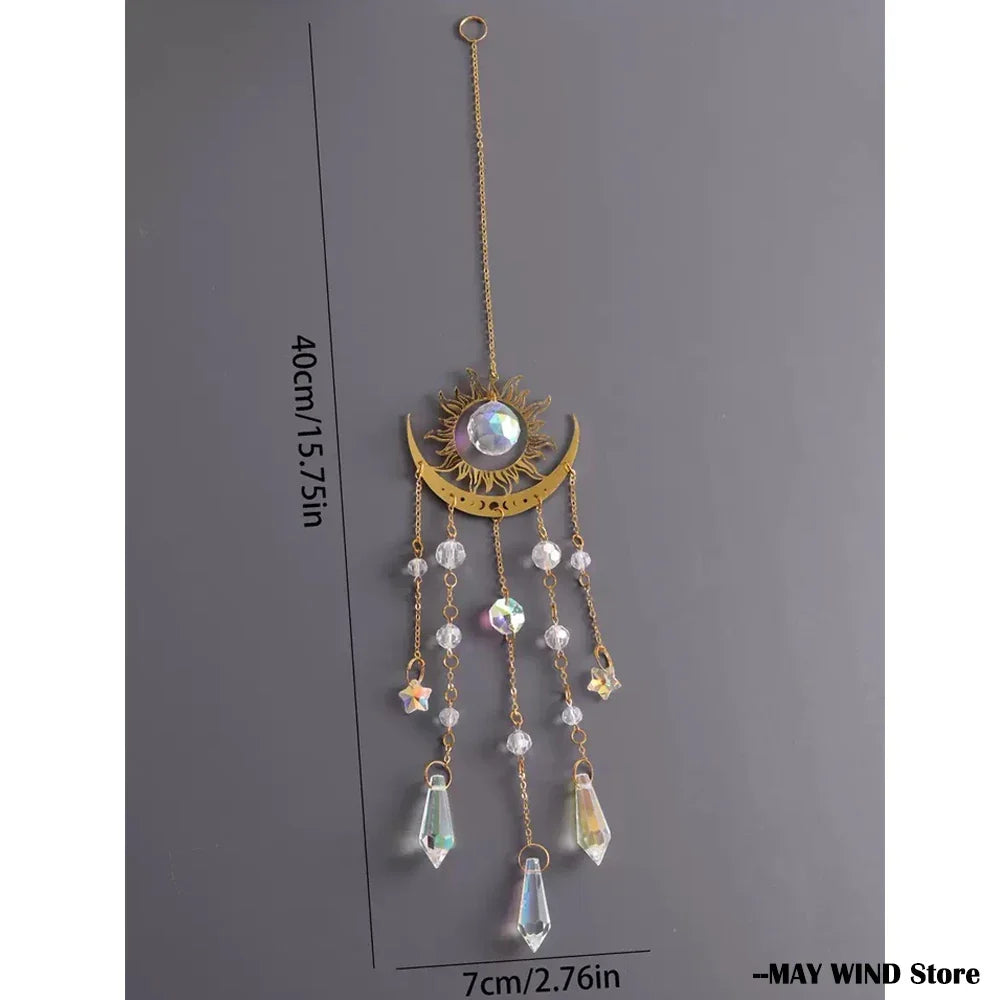 Moon Phase Crystal Suncatcher — Hanging Rainbow Maker for Window & Altar