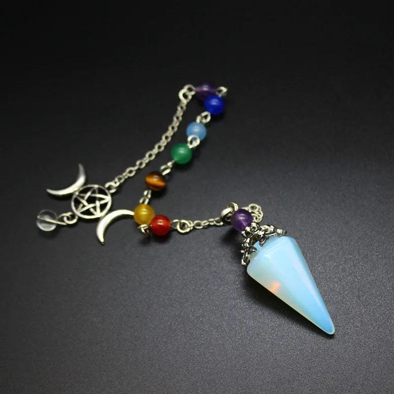 Triple Moon Pentacle Chakra Pendulum — 7-Chakra Dowsing Pendulum