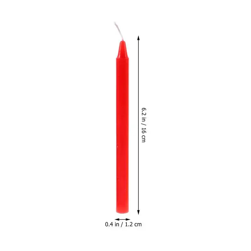 Set of twelve colored ritual taper candles in red, pink, purple, blue, green, yellow, white and black, laid out in a row — product photo 4