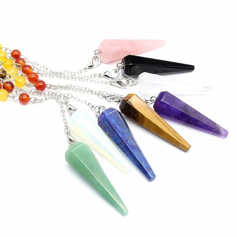 Triple Moon Pentacle Chakra Pendulum — 7-Chakra Dowsing Pendulum