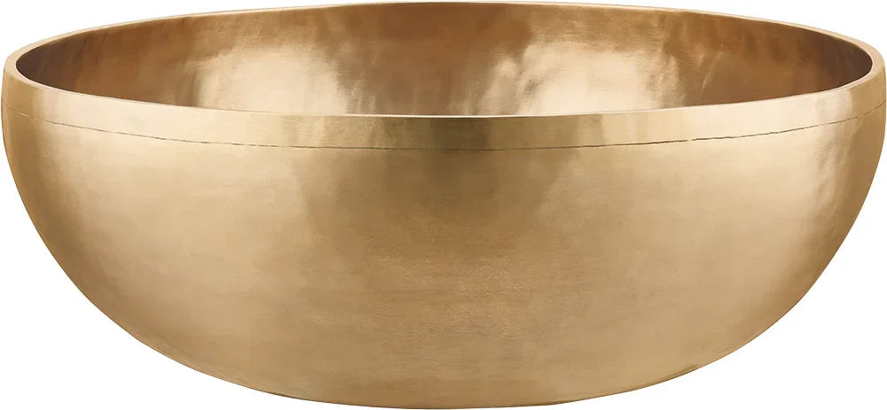 Large hand-forged bronze grounding singing bowl shown on a plain neutral background.