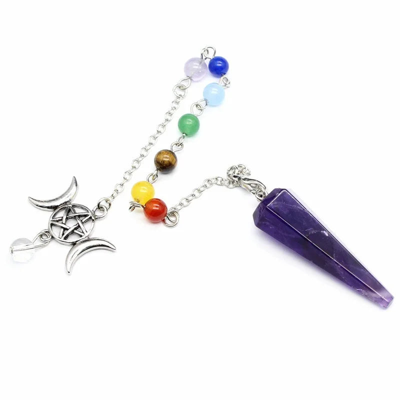 Triple Moon Pentacle Chakra Pendulum — 7-Chakra Dowsing Pendulum