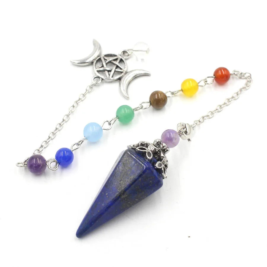 Triple Moon Pentacle Chakra Pendulum — 7-Chakra Dowsing Pendulum