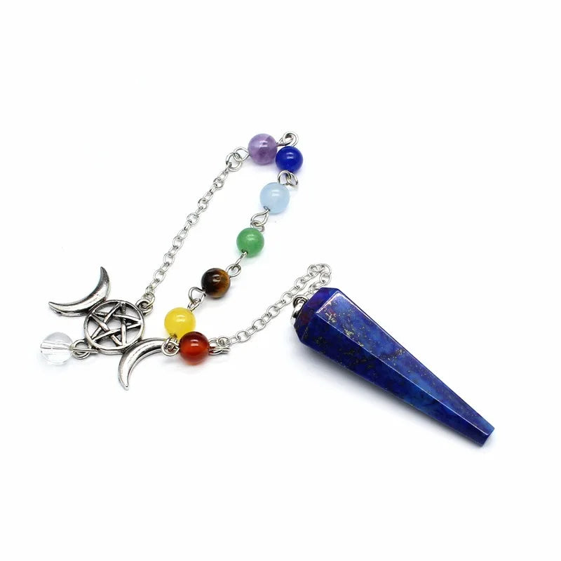 Triple Moon Pentacle Chakra Pendulum — 7-Chakra Dowsing Pendulum