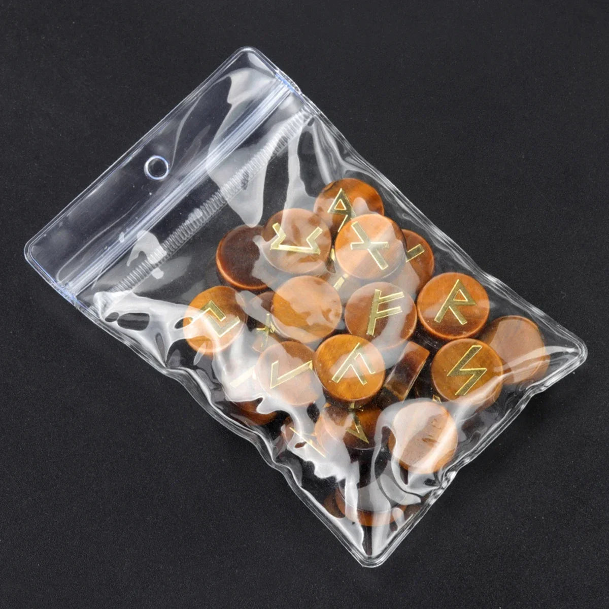 Round Crystal Runes — 25-Stone Divination Set with Casting Guide