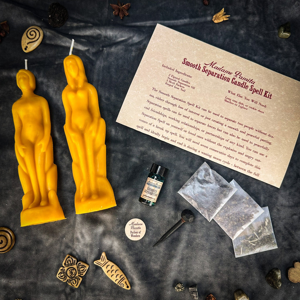 Smooth Separation kit in yellow with two beeswax figure candles and kit components
