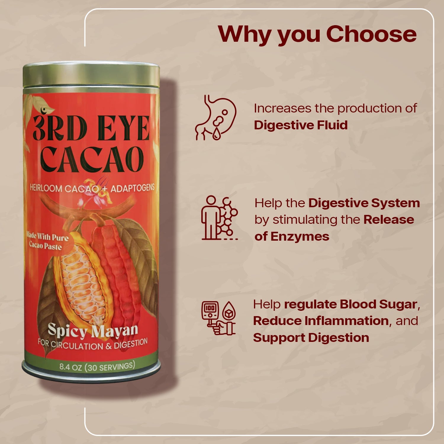 Spicy Mayan ceremonial cacao elixir with cayenne, ginger and Madagascar vanilla by 3rd Eye Cacao (view 4)