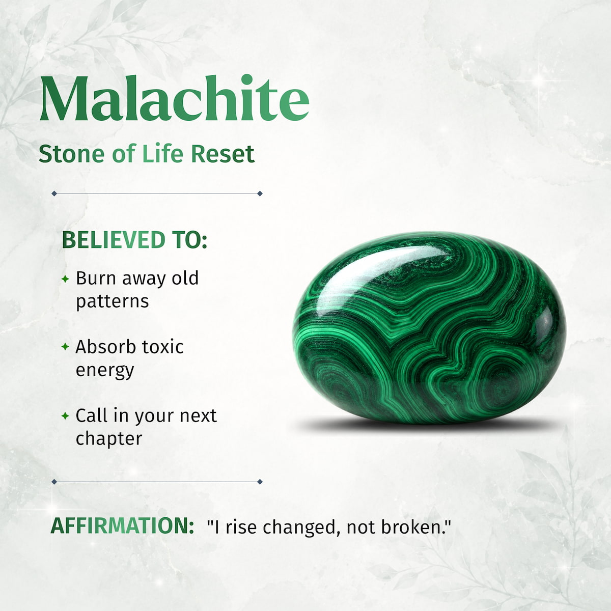 Polished Malachite crystal point with deep green swirling bands — view 3
