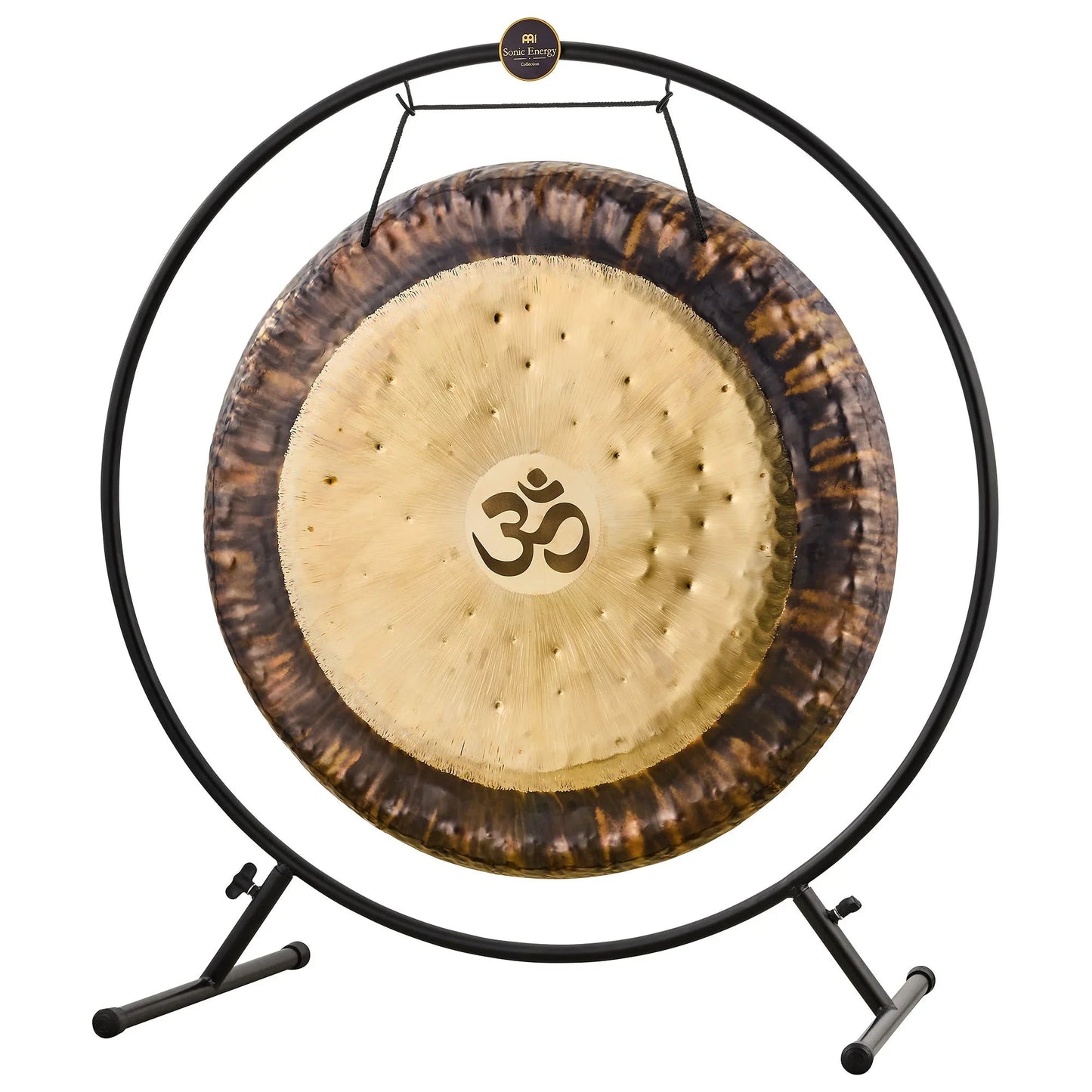 Black powder-coated round Meinl Sonic Energy gong stand shown on a plain neutral background.