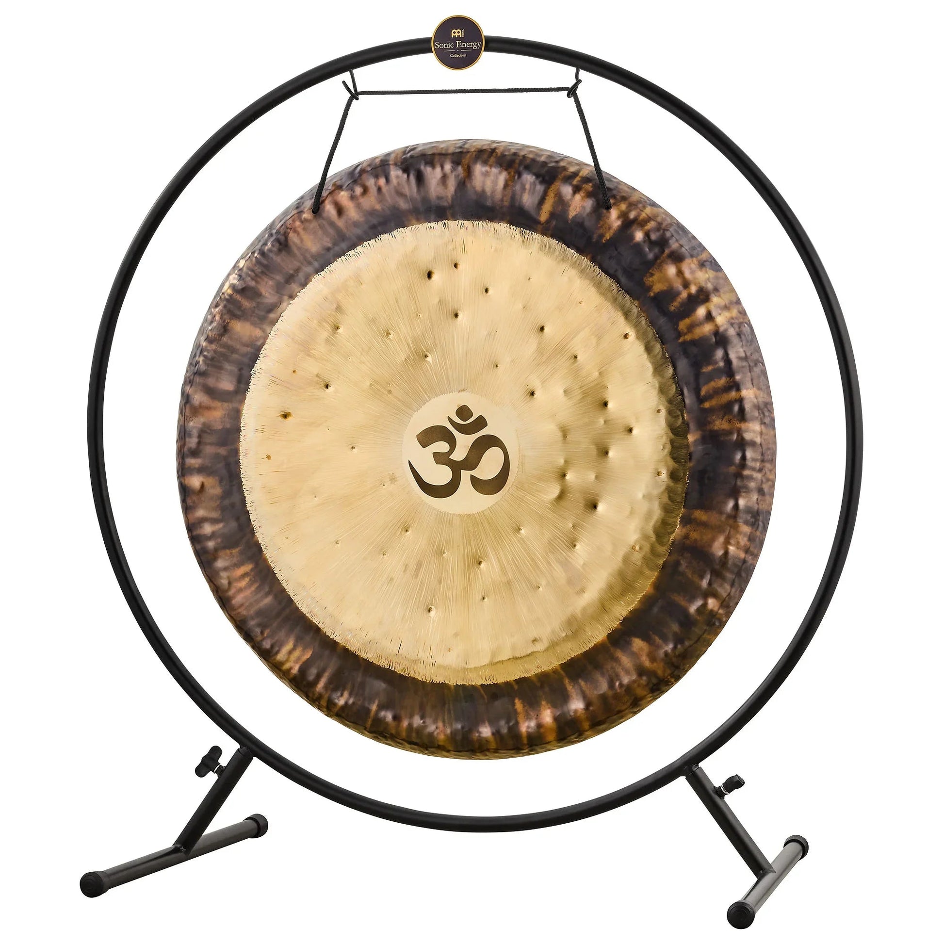 Black powder-coated round Meinl Sonic Energy gong stand shown on a plain neutral background.