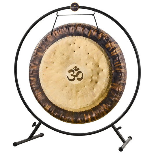 Black powder-coated round Meinl Sonic Energy gong stand shown on a plain neutral background.