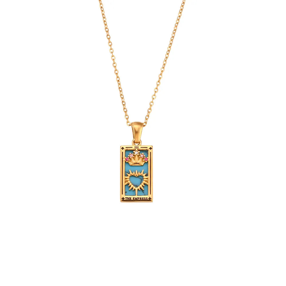 Gold Tarot Card Necklace — Waterproof Stainless Steel Tarot Pendant
