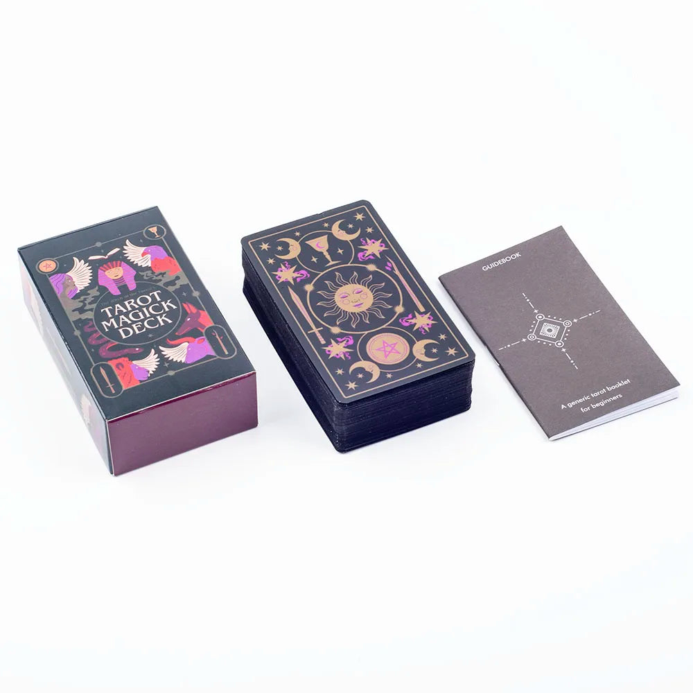 The Witch of the Forest's Tarot Magick Deck with illustrated cards fanned out beside the printed guidebook — product photo 5