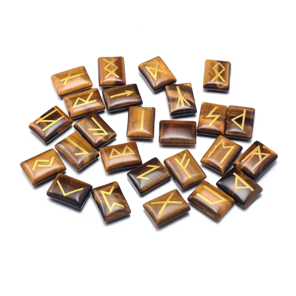 Crystal Rectangle Runes — 25-Piece Gemstone Rune Set for Casting