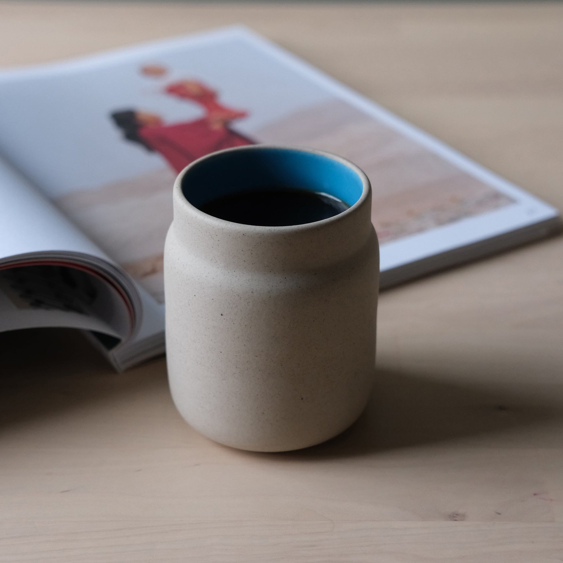 Handmade stoneware coffee tumbler mug — view 6