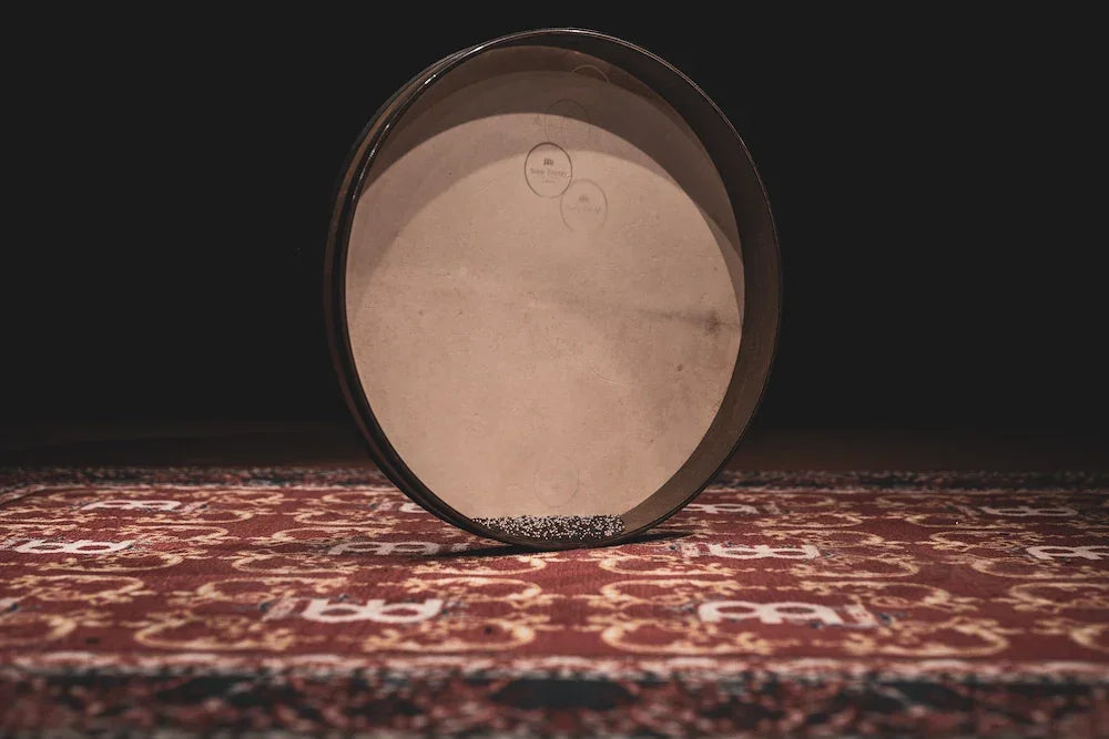 22-inch wave ocean drum in walnut brown with a natural goat skin head — view 3 of 8