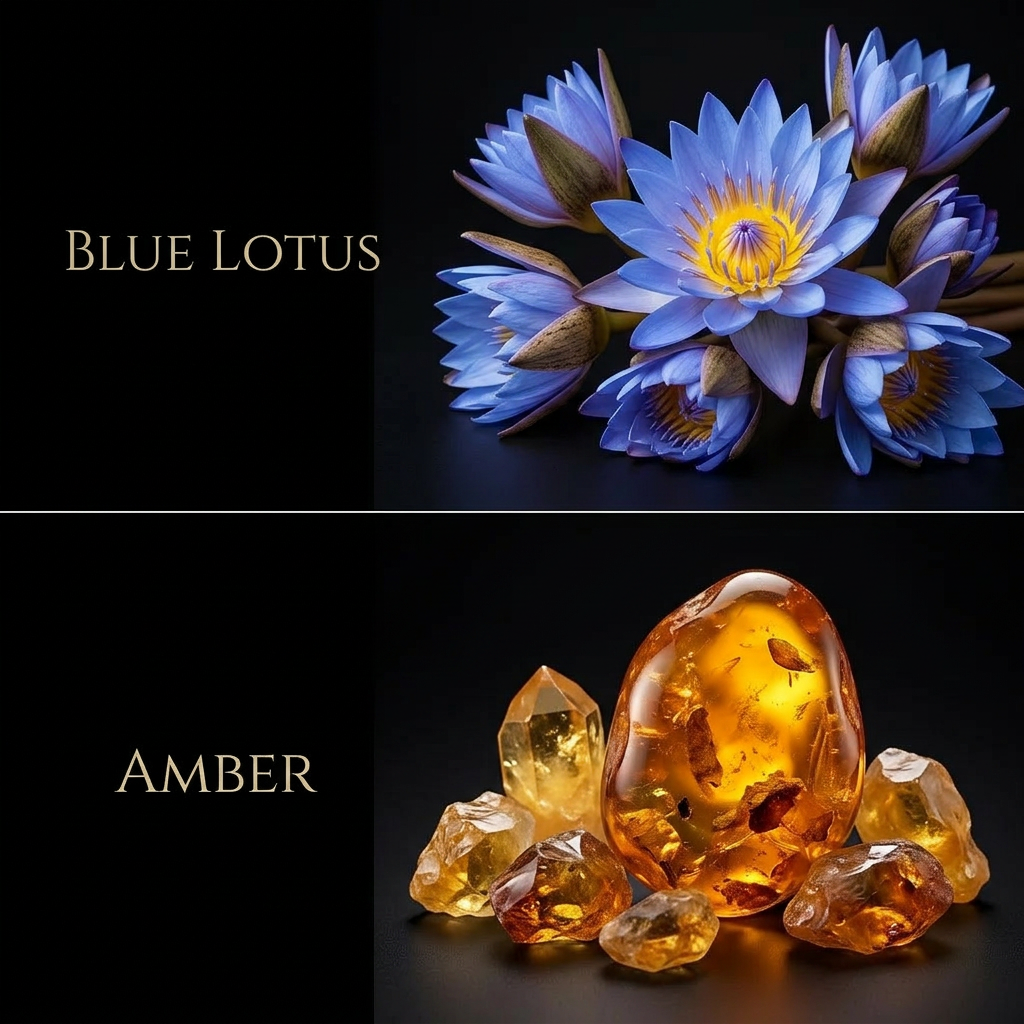 Blue Lotus Ritual Body Oil, 3.4 oz apothecary glass bottle — alternate view.