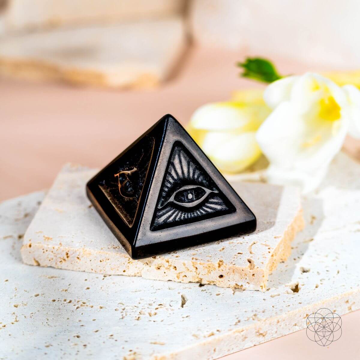 Hand-carved crystal pyramid with the Eye of Providence on each face — view 6