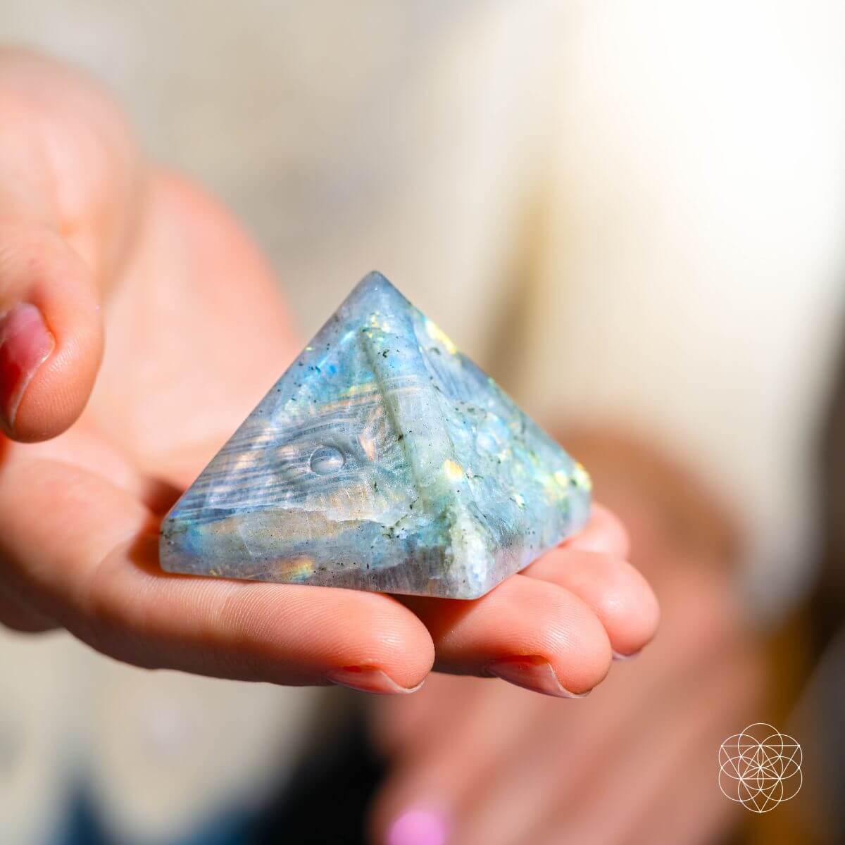Hand-carved crystal pyramid with the Eye of Providence on each face — view 2