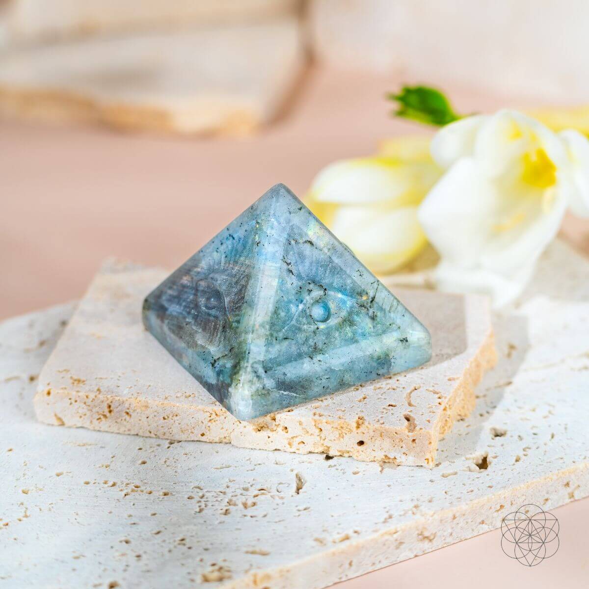 Hand-carved crystal pyramid with the Eye of Providence on each face — view 5