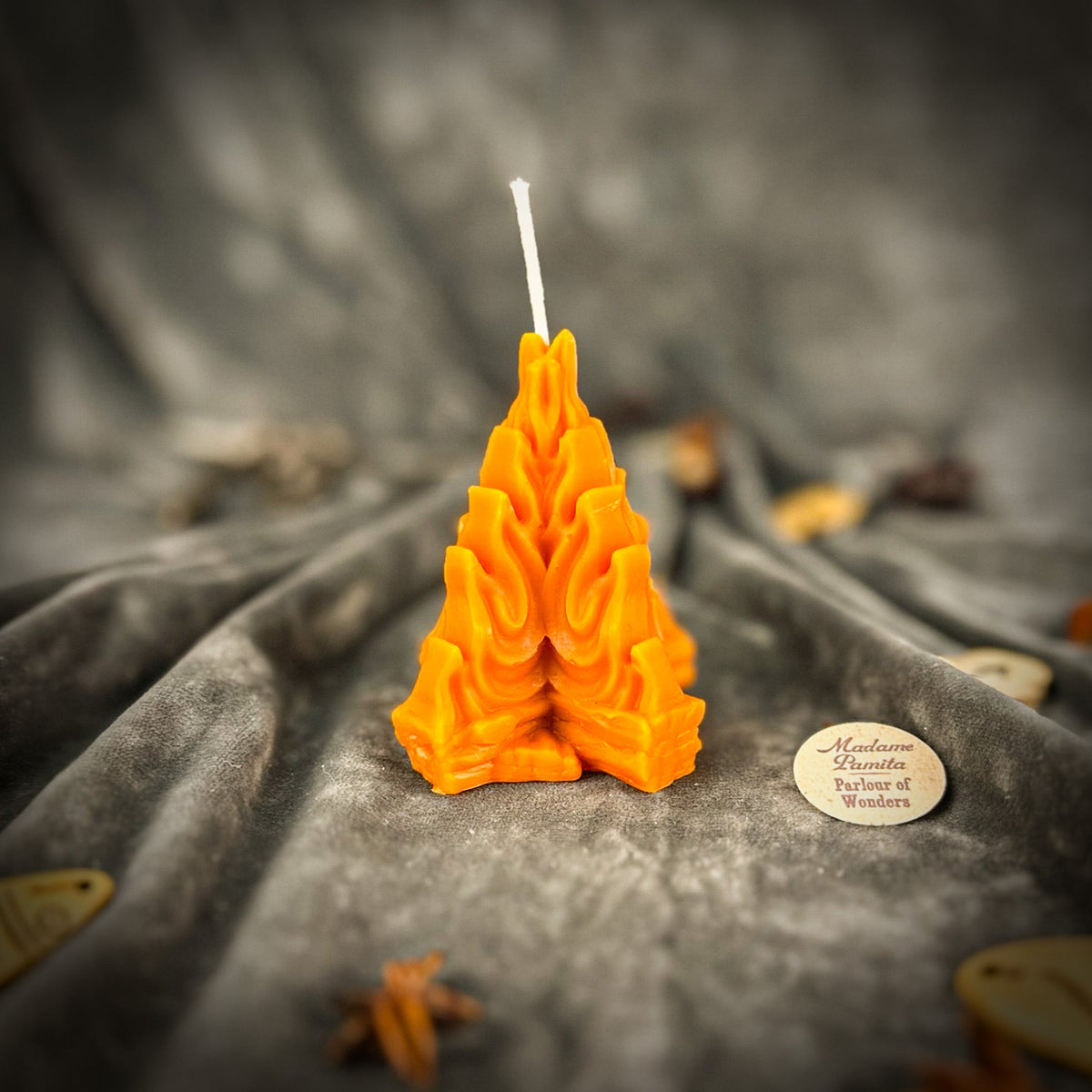 Living Fire Candle Spell Kit with the Orange beeswax flame candle