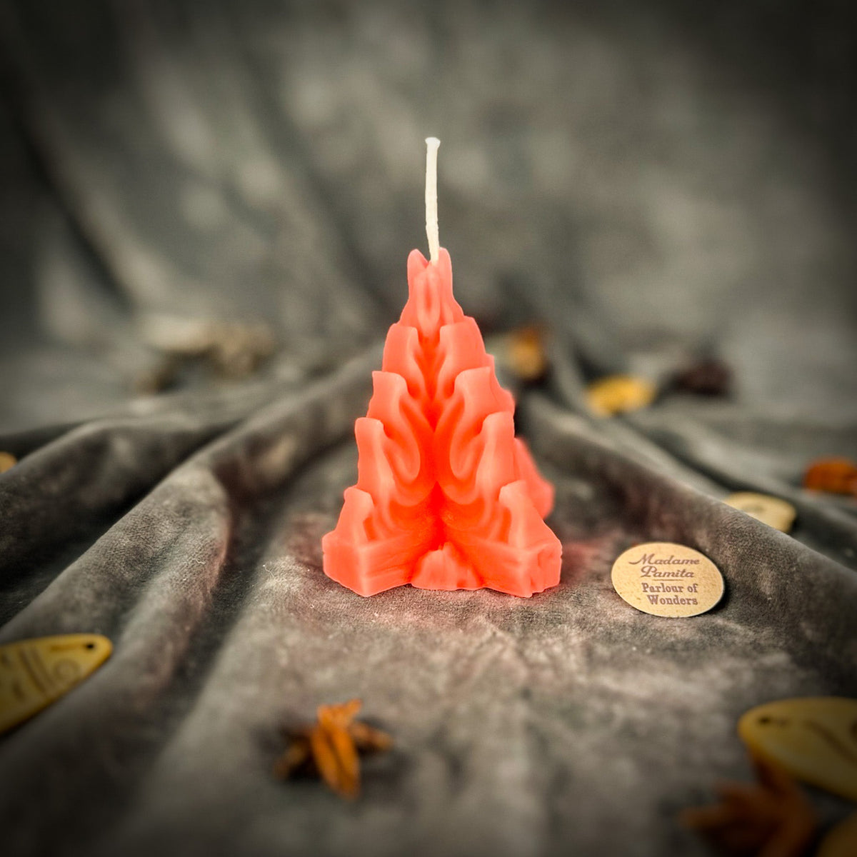 Living Fire Candle Spell Kit with the Pink beeswax flame candle