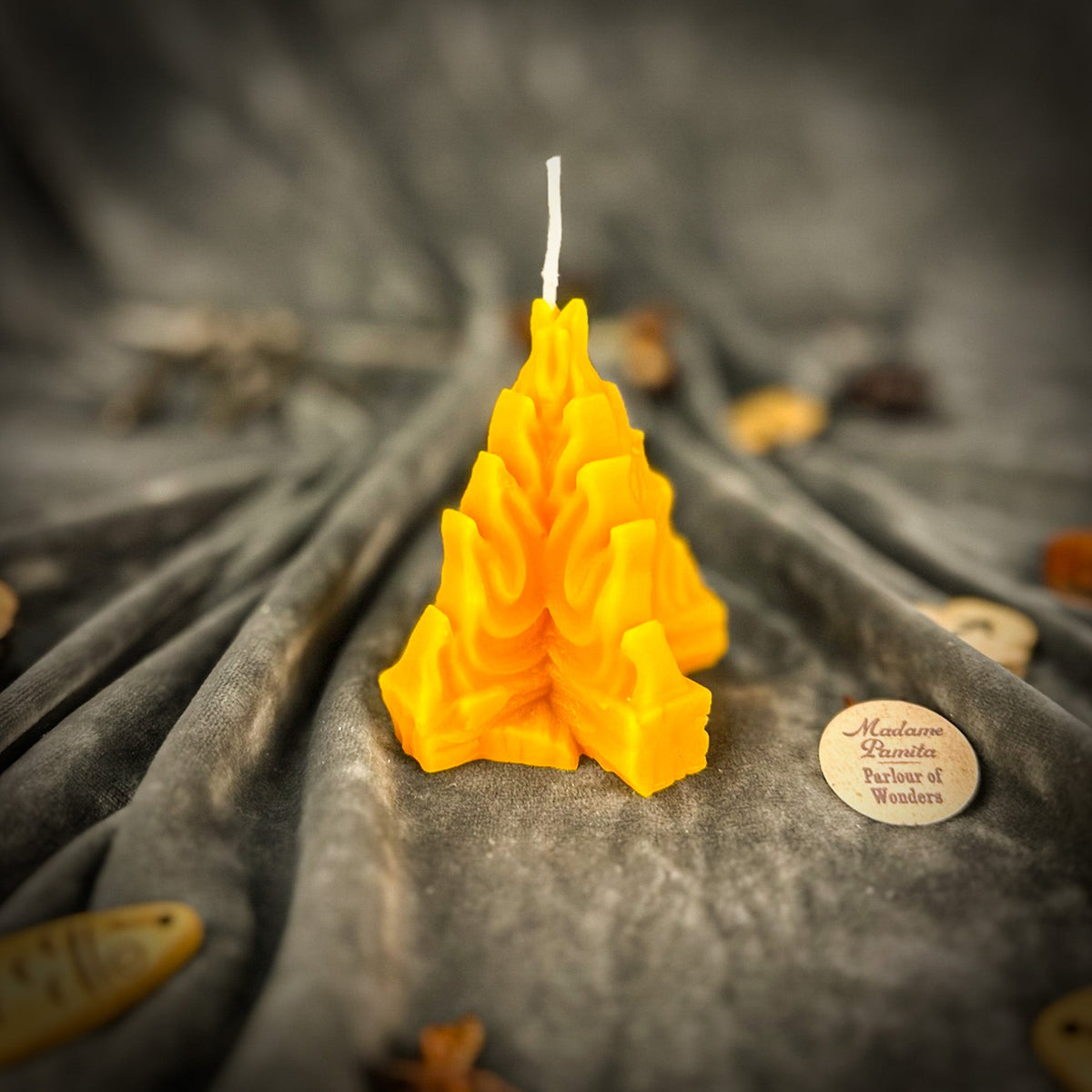 Living Fire Candle Spell Kit with the Yellow beeswax flame candle