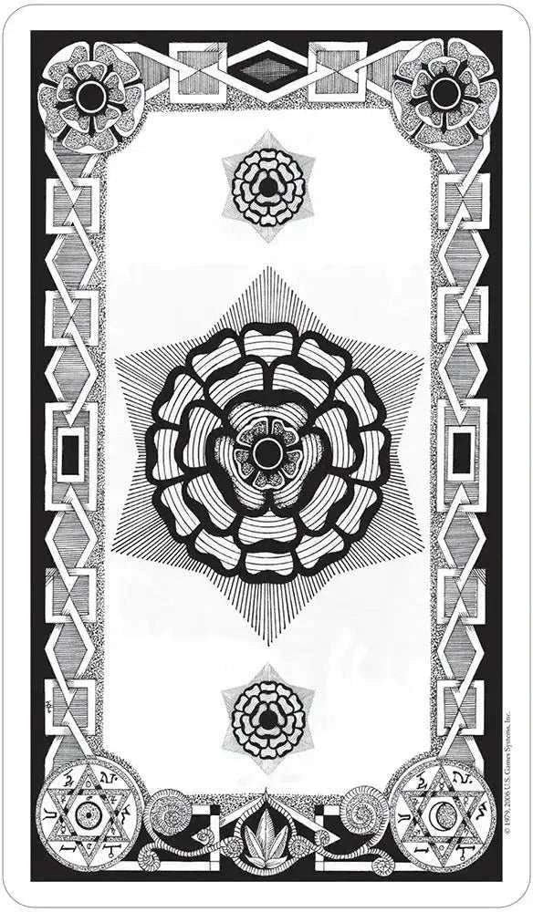 Reverse of the Hermetic Tarot cards, showing a symmetrical geometric rosette design