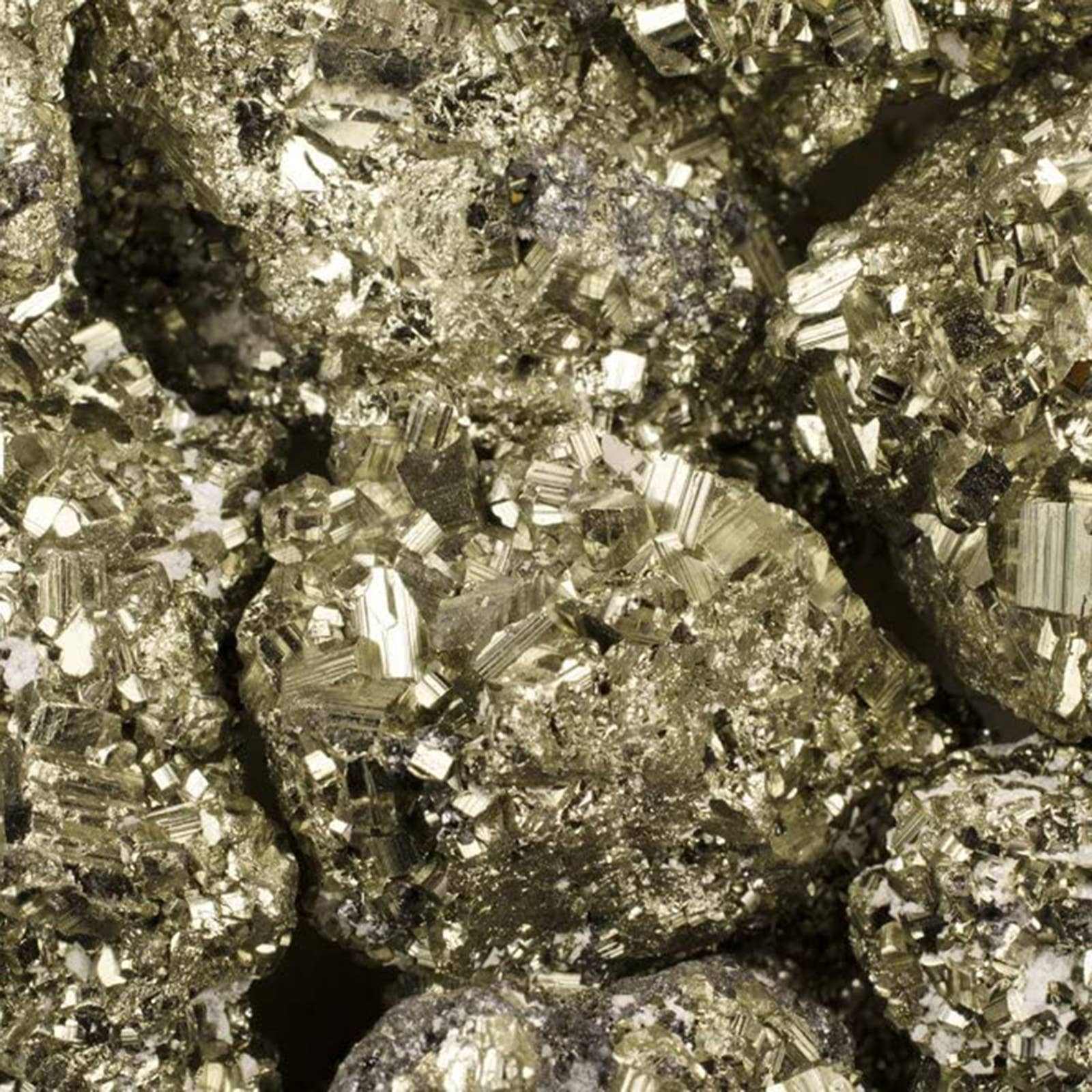 Rough Cocada Pyrite specimen from Peru with rounded golden botryoidal clusters, front view