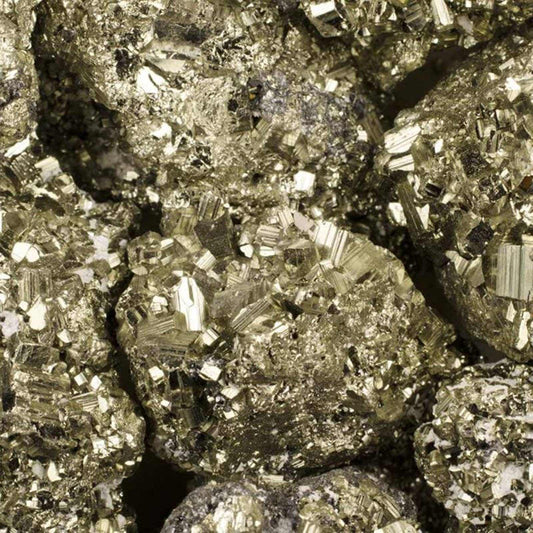 Rough Cocada Pyrite specimen from Peru with rounded golden botryoidal clusters, front view