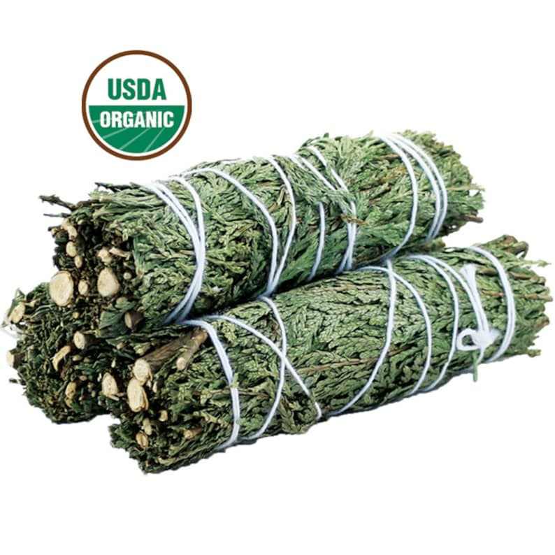 Four-inch hand-bound cedar smudge stick bundle