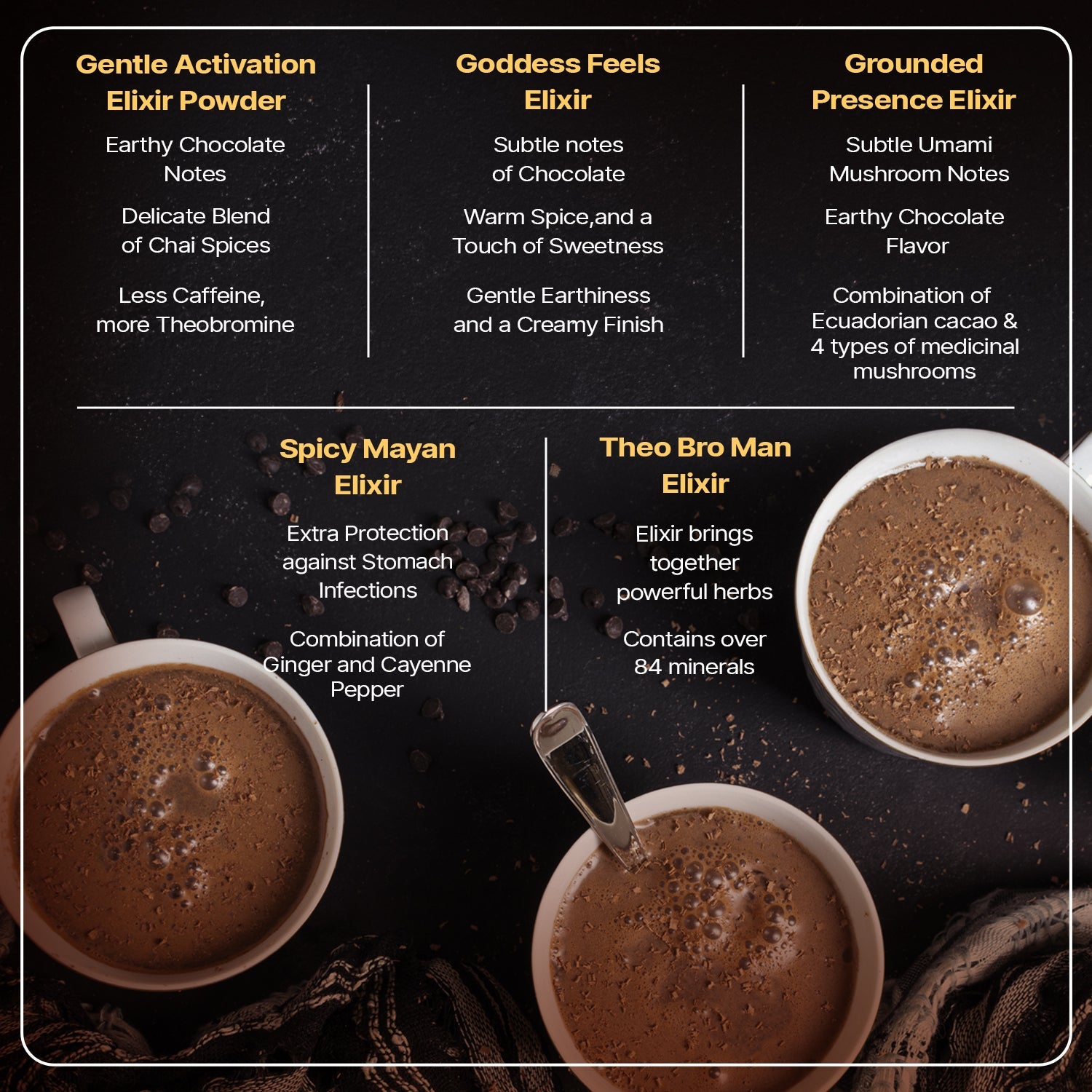 Theo-Broman ceremonial cacao elixir canister with shilajit and pine pollen, 8.4 oz.