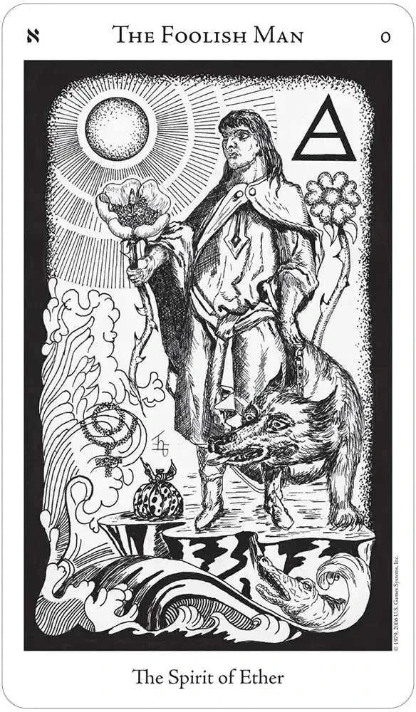 The Foolish Man card, numbered zero, subtitled The Spirit of Ether