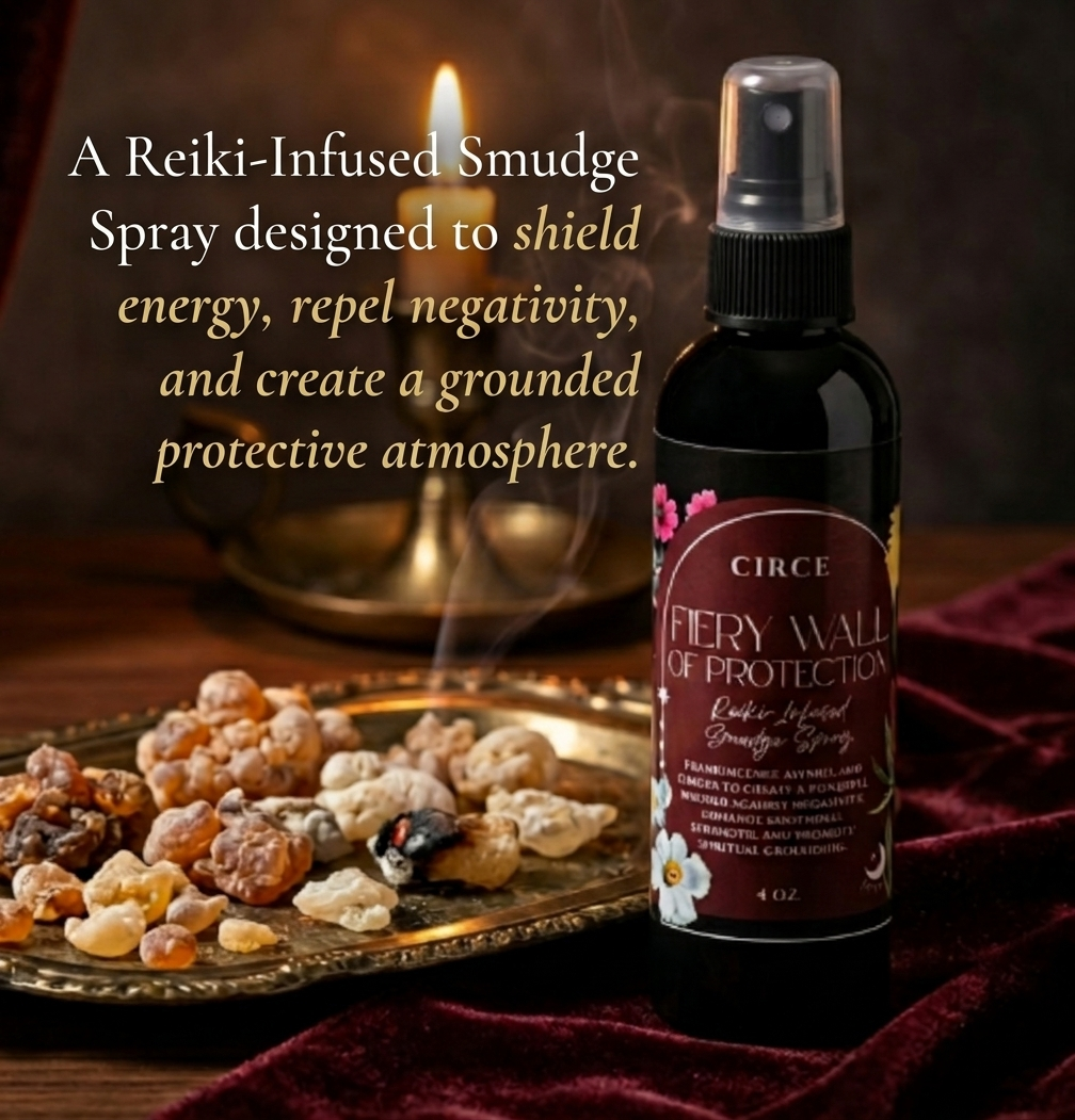 Fiery Wall of Protection smudge spray bottle with frankincense and myrrh (view 3)