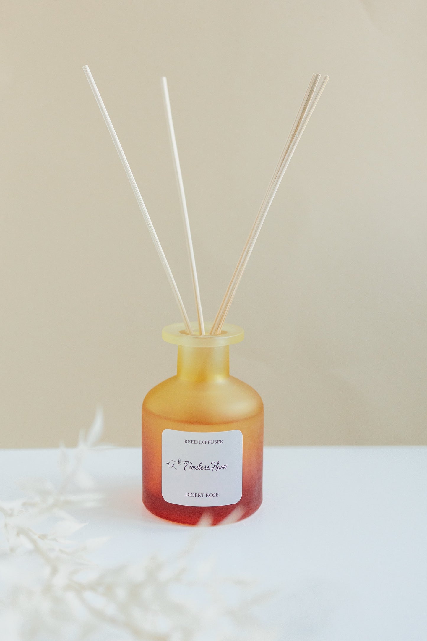 Desert Rose reed diffuser label and packaging detail