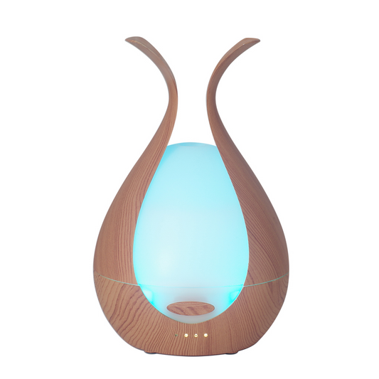 Timeless ultrasonic essential oil diffuser with faux wood base