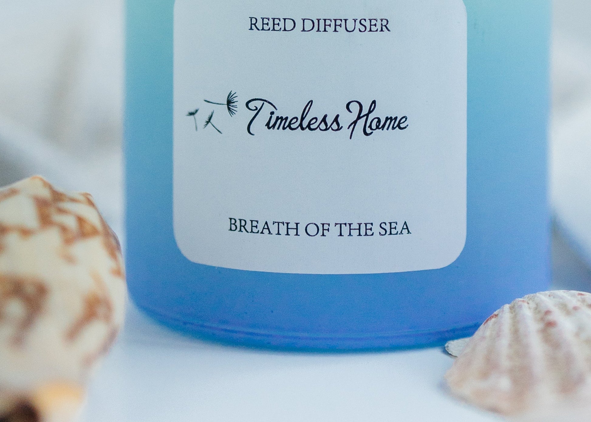 Breathe of the Sea reed diffuser in a frosted glass vessel with five natural reed sticks — view 7