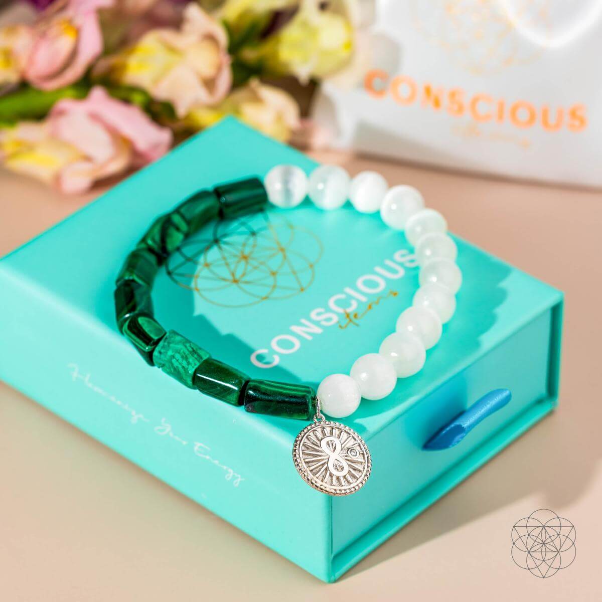 Infinite Triumph — Malachite & Selenite Success Bracelet