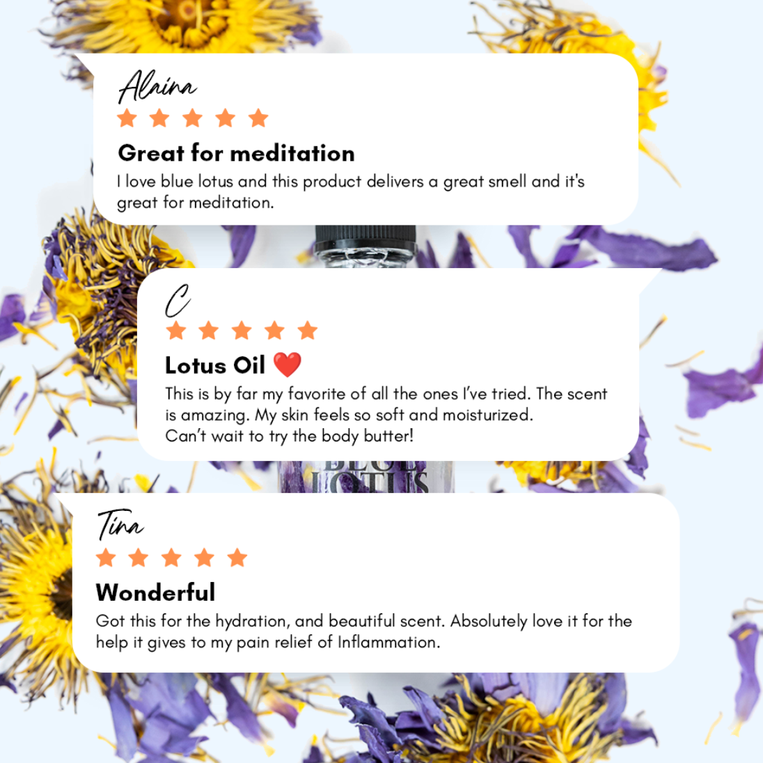 Blue Lotus Ritual Body Oil, 3.4 oz apothecary glass bottle — additional product view.