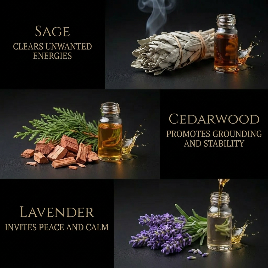 Sacred Space smudge spray in a 4 ounce bottle, close-up detail