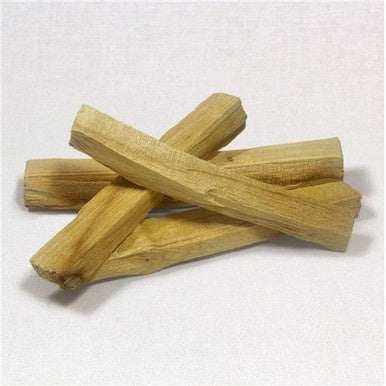 Single four-inch Palo Santo wood stick with visible grain, sustainably harvested holy wood