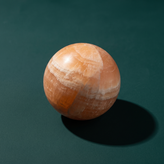 Peach Selenite Pocket Sphere — Comfort & Emotional Renewal – product view